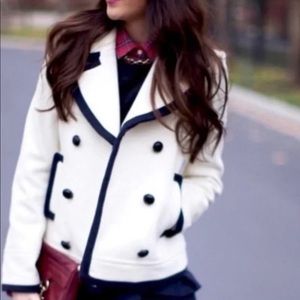 J Crew White and Navy Wool Peacoat
